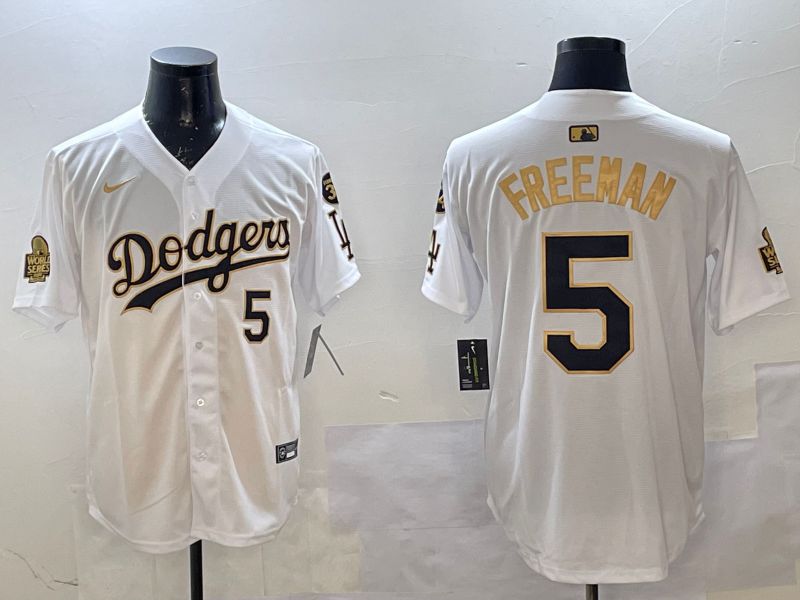 Men Los Angeles Dodgers #5 Freeman White gold Fashion 2025 Nike MLB Jersey style 1->los angeles dodgers->MLB Jersey